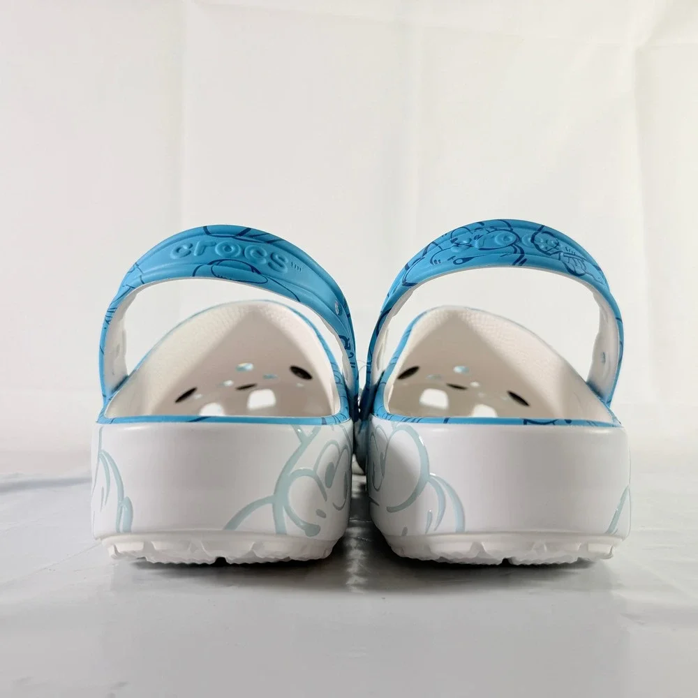 Crocs Smurfs Classic Clog Men 11 Blue White Allover Print Jibbitz Charms NWT